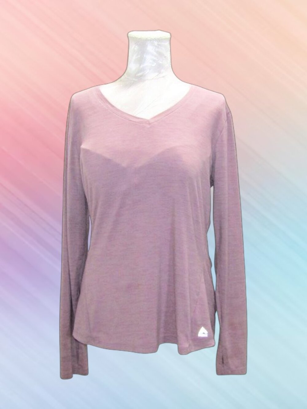RBX womens top size L long sleeves v neck color Lilac